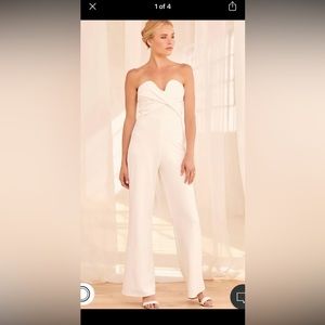 Lulus confidence white strapless jumpsuit